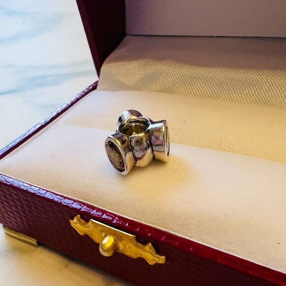 Pandora RETIRED Yellow Bonsai Cat's Eye Charm Sterling Silver - Picture 6 of 7